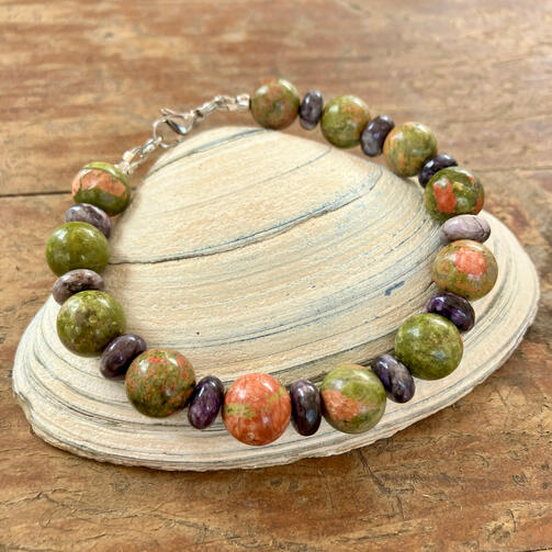 Unakite & Charoite Bracelet
